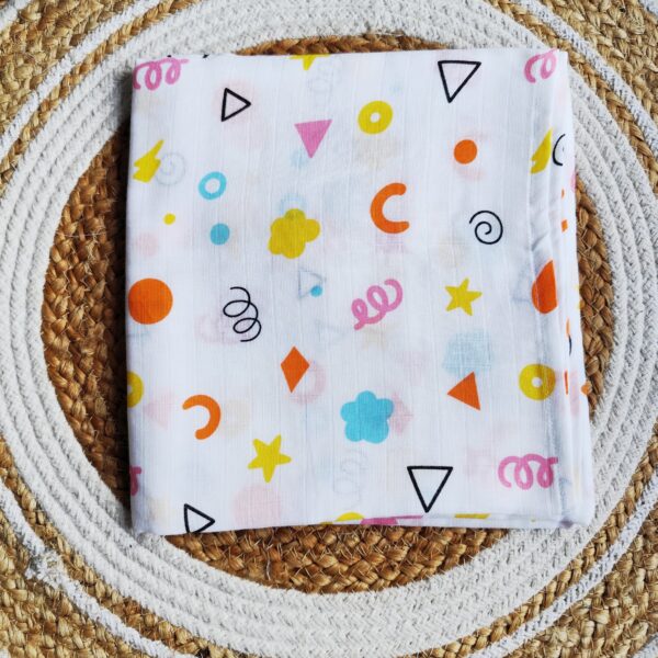 Muslin Bath Towels – Geo Shapes Print (70*145 cm)