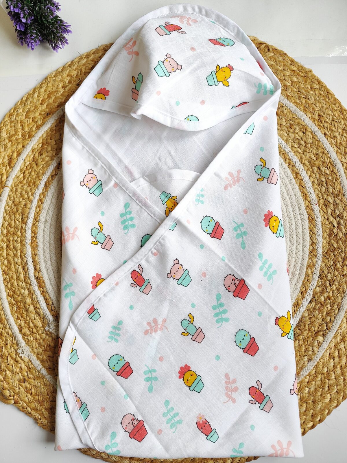 Muslin Hooded Towel Cactus Print