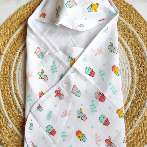 Muslin Hooded Towel Cactus Print