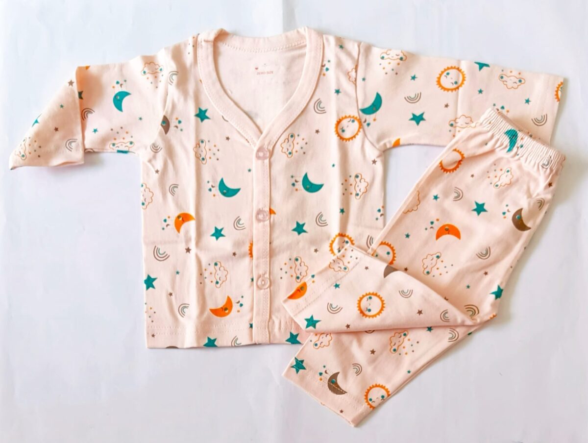Unisex Cotton Night Suit - Star & Moon Print - Image 3