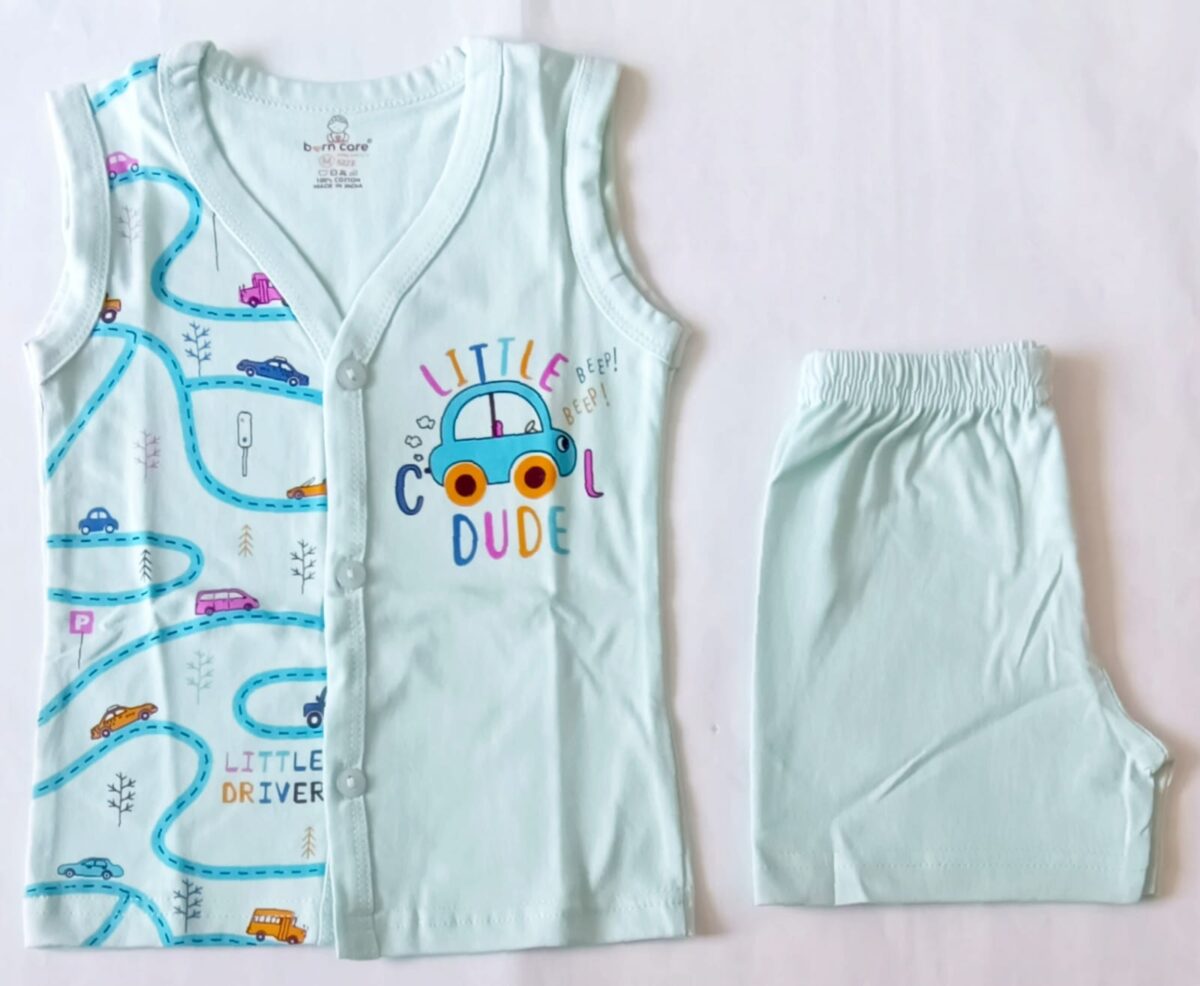 Unisex Cotton Sleeveless Jabla with Trouser Set - Cool Dude Print - Image 2