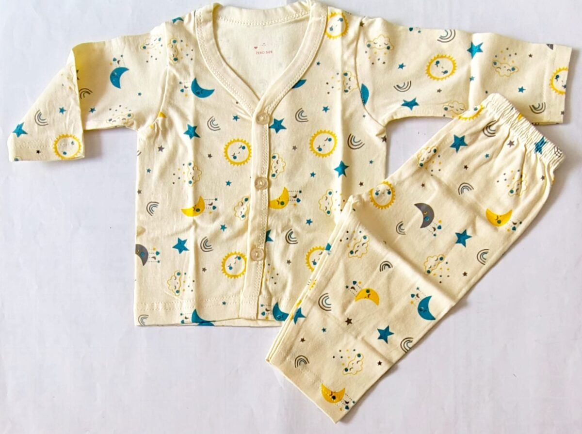 Unisex Cotton Night Suit - Star & Moon Print