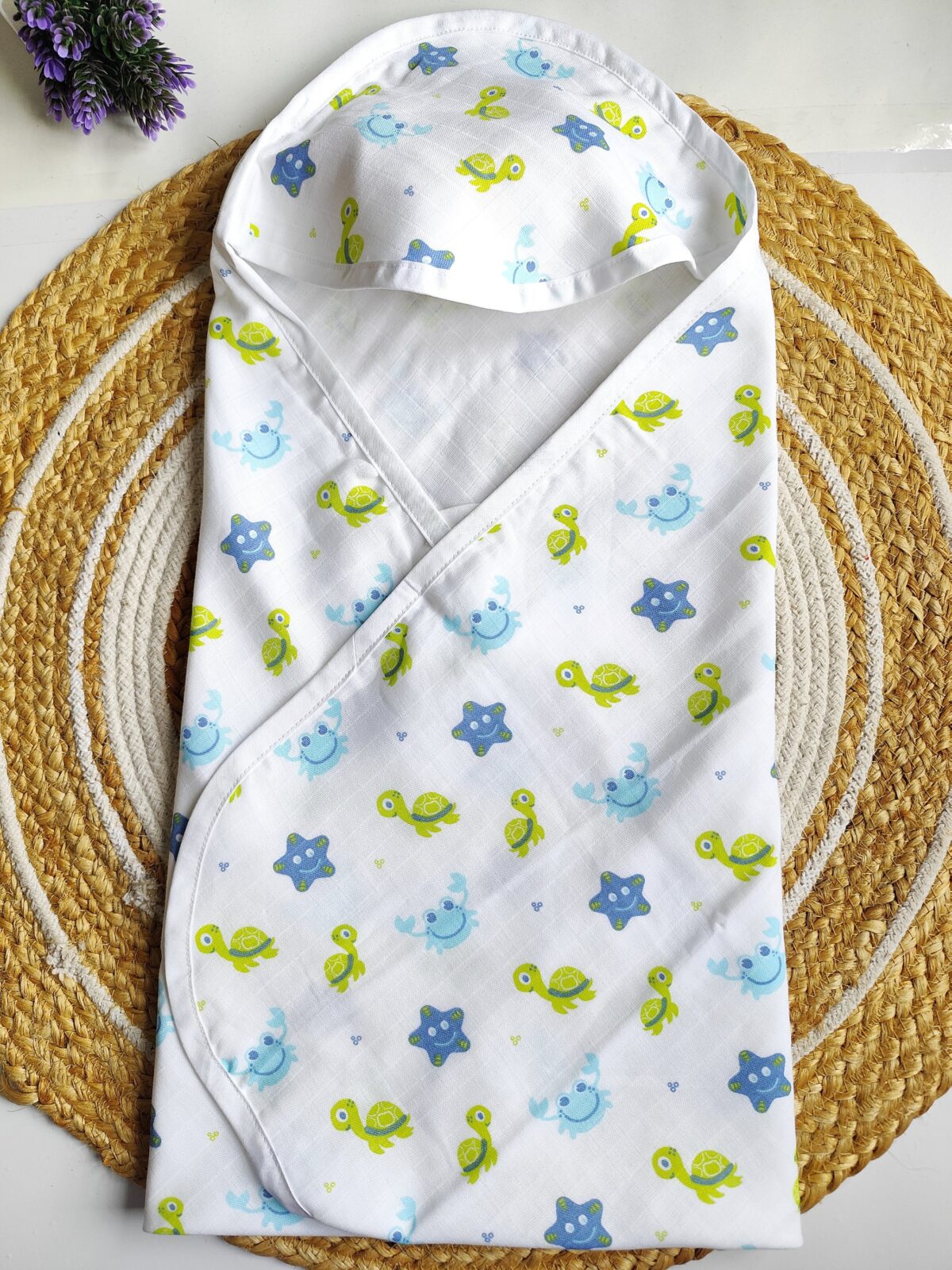 Muslin Hooded Towel - Tortoise Print