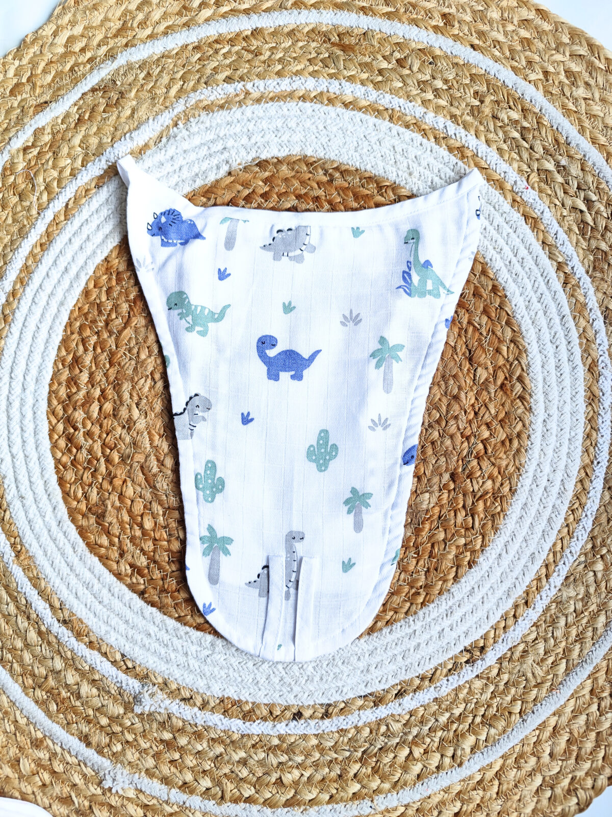 White Muslin Nappy - Dino Print (0 - 3 Months) - 5 Layered