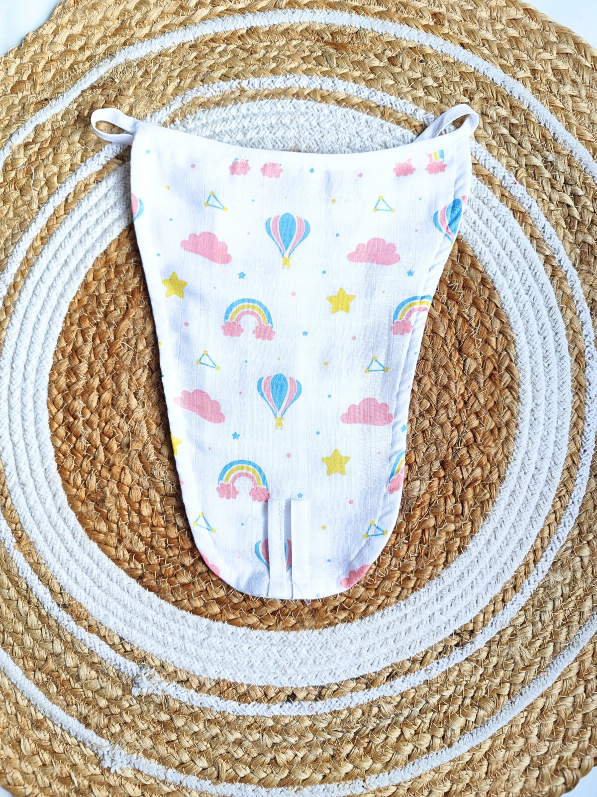 White Muslin Nappy - Rainbow Print (0 - 3 Months) - 5 Layered