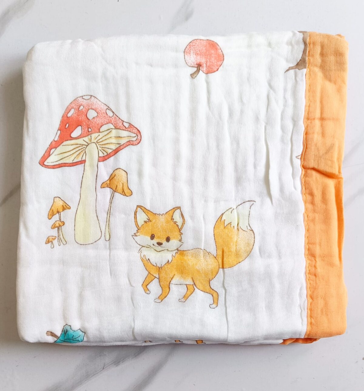 Muslin Crinkled Blanket - Fox Print
