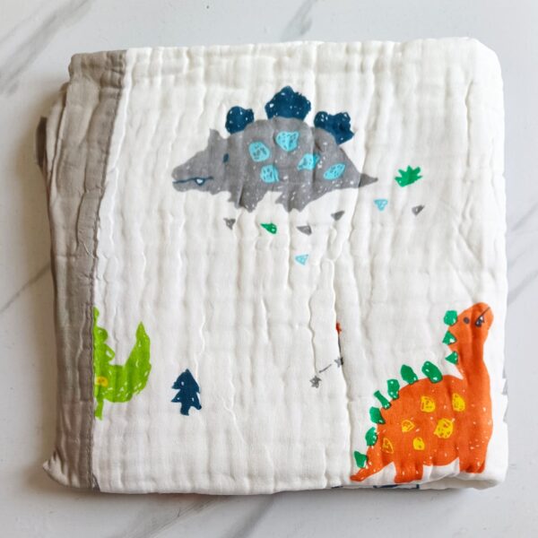 Muslin Crinkled Blanket – Dinos Print
