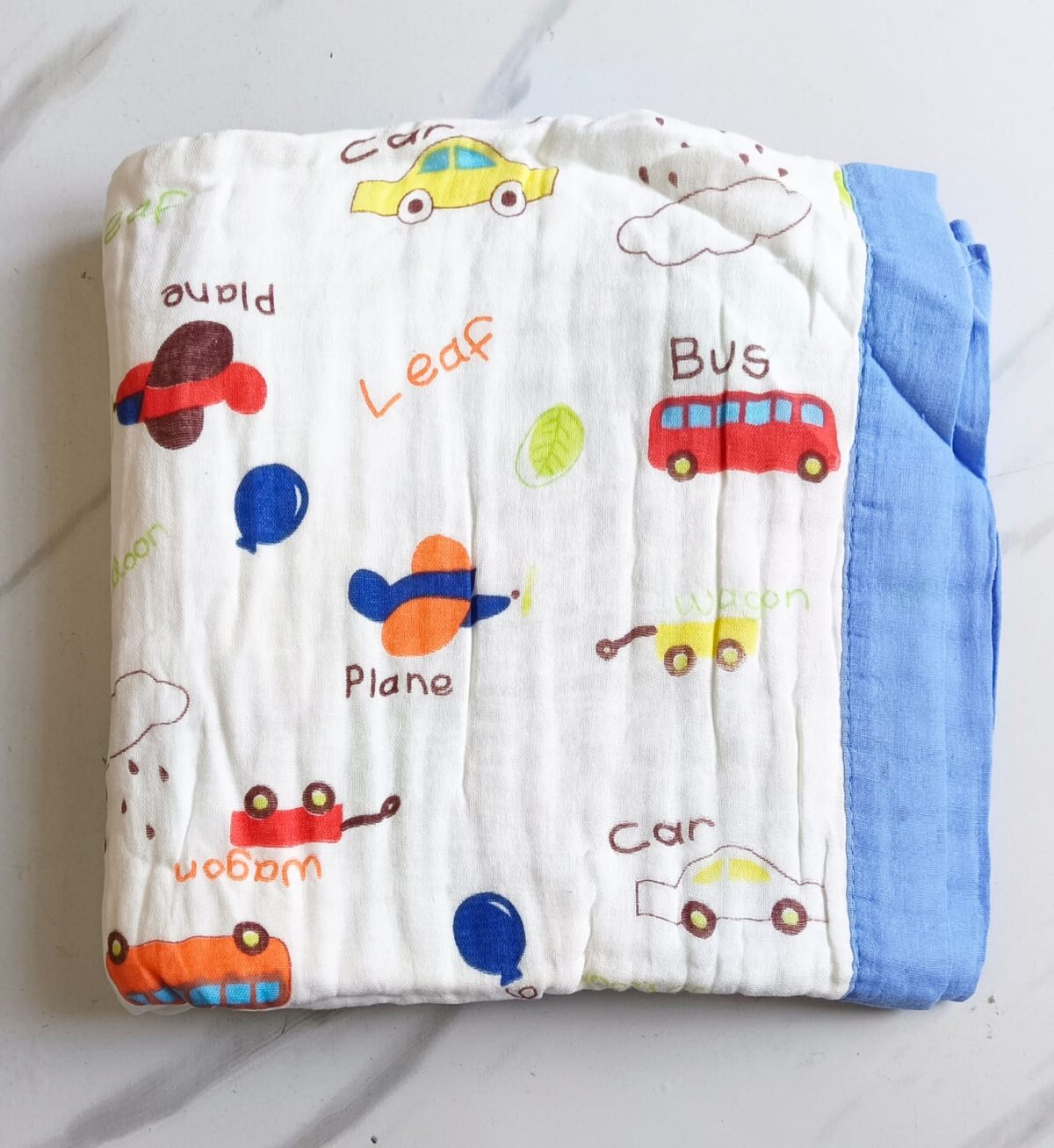 Muslin Crinkled Blanket - Vehicles Print