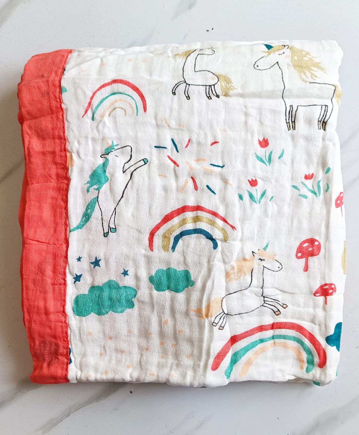 Muslin Crinkled Blanket - Unicorn Print