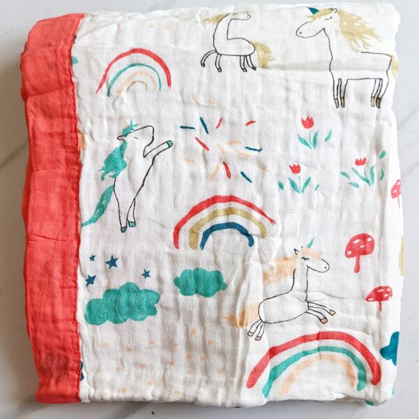 Muslin Crinkled Blanket – Unicorn Print
