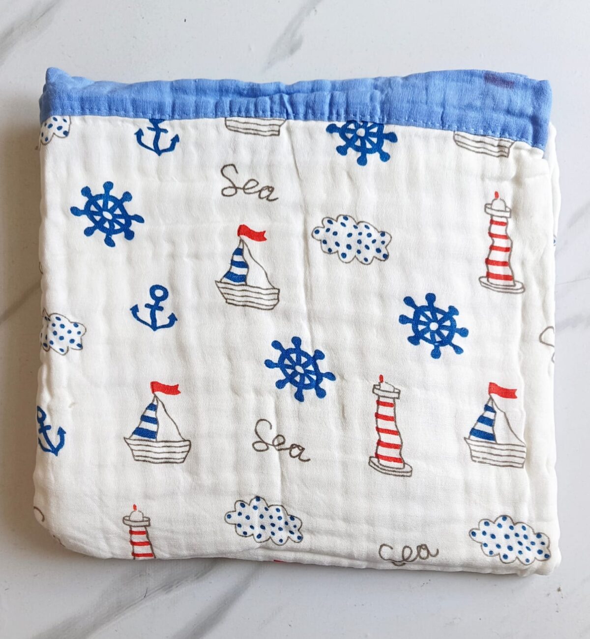 Muslin Crinkled Blanket - Ship Print