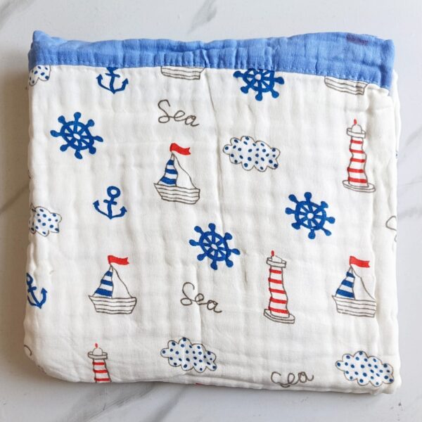 Muslin Crinkled Blanket – Ship Print