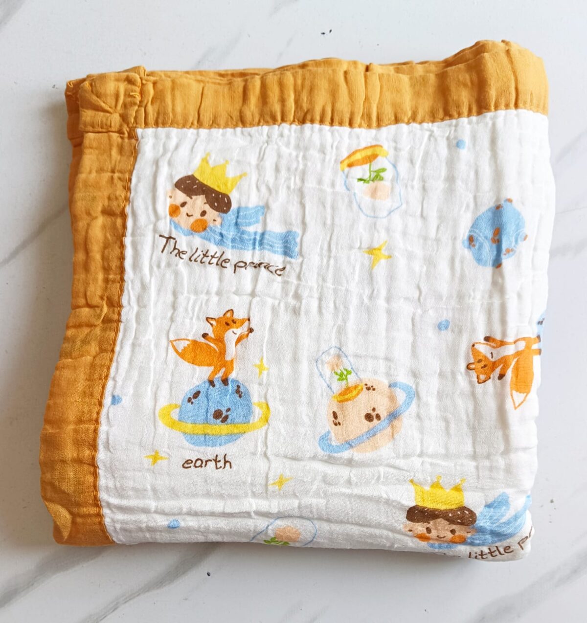 Muslin Crinkled Blanket - Globe Print