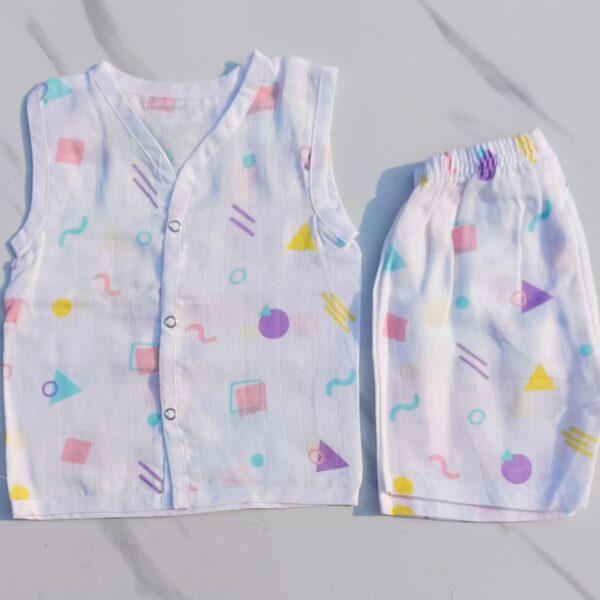 Muslin White Co-Ord Sets – Geo Shapes Print