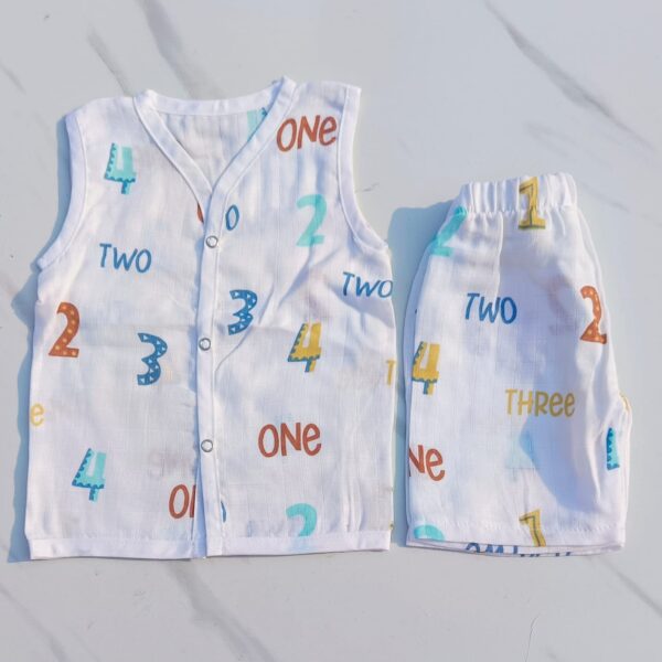 Muslin White Co-Ord Sets – Numbers Print