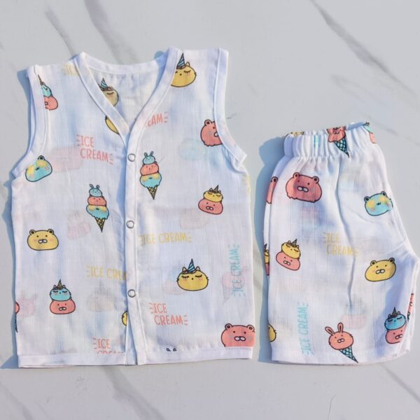 Muslin White Co-Ord Sets – Icecream Print