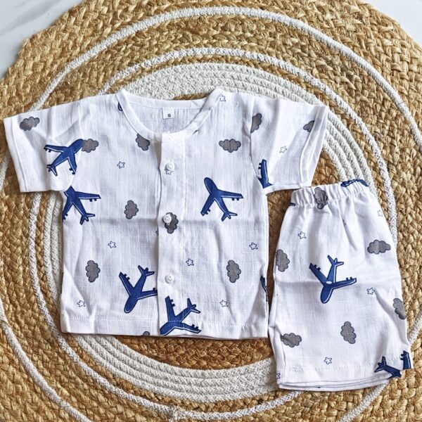 Muslin Half Sleeve Jabla Set – Plane Print