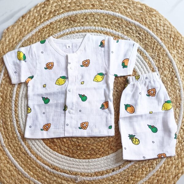 Muslin Half Sleeve Jabla Set – Lemon Print