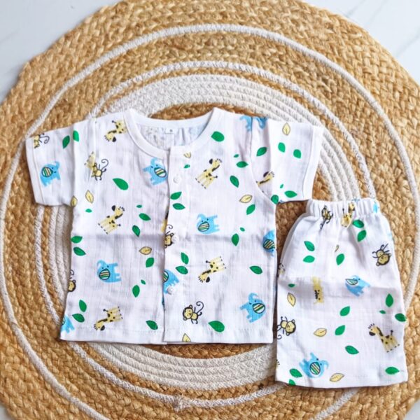 Muslin Half Sleeve Jabla Set – Giraffe Print
