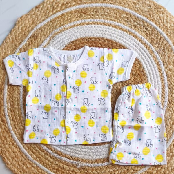 Muslin Half Sleeve Jabla Set – Rabbit Print