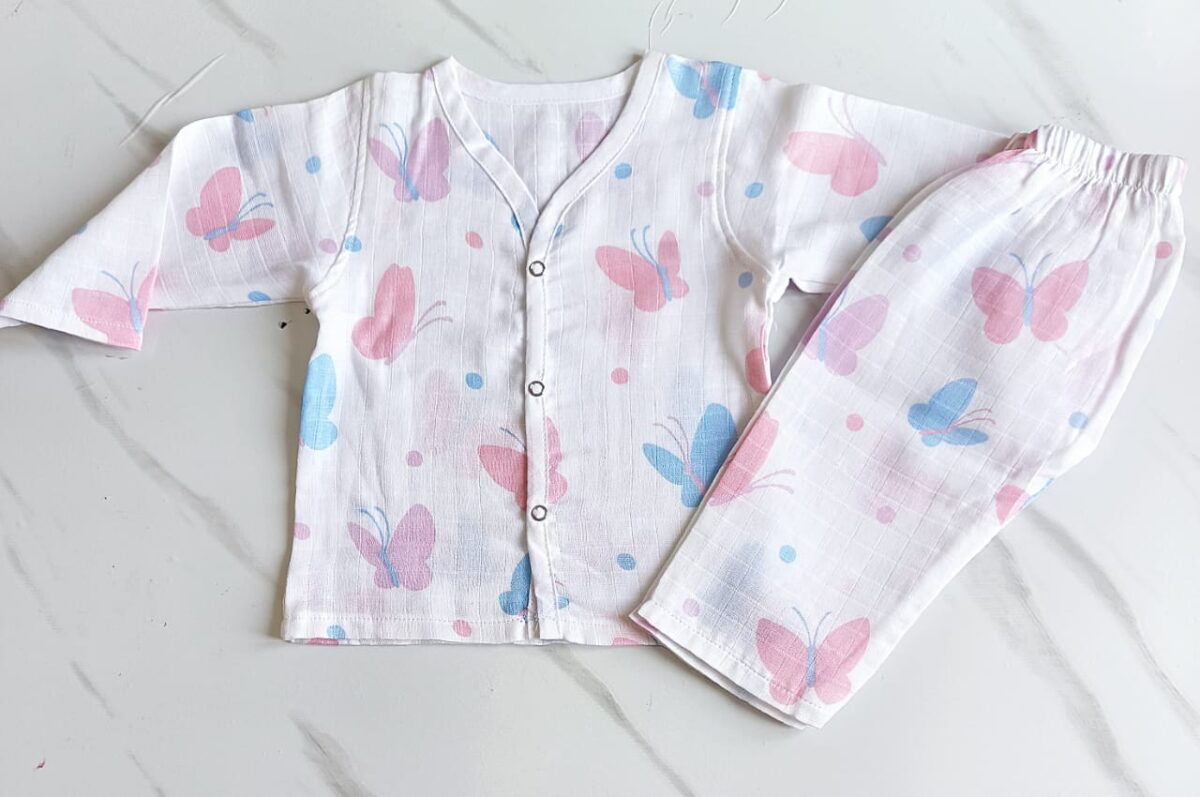 Muslin Night Suit - Butterfly Print