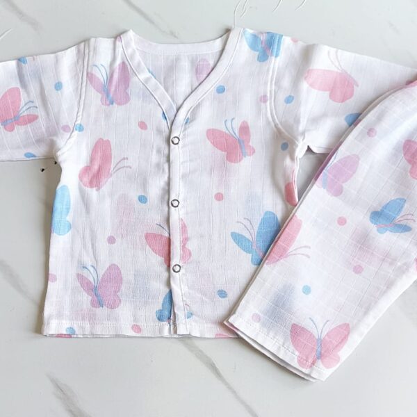 Muslin Night Suit – Butterfly Print