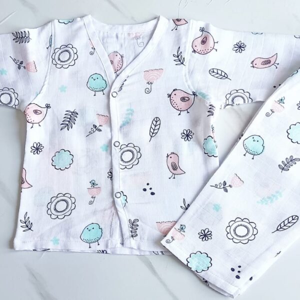Muslin Night Suit – Bird Print