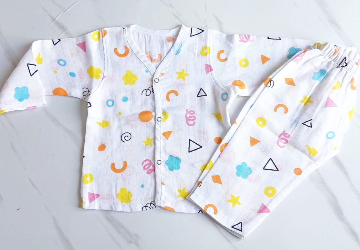 Muslin Night Suit - Geo Shapes Print