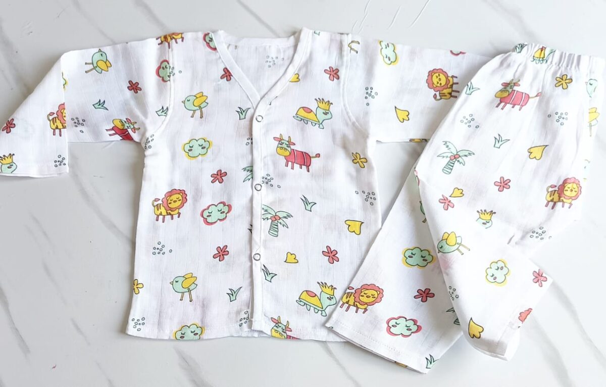 Muslin Night Suit - Lion Print