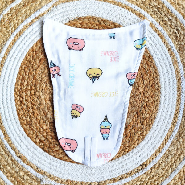 White Muslin Nappy – Icecream Print (0 – 3 Months) – 5 Layered