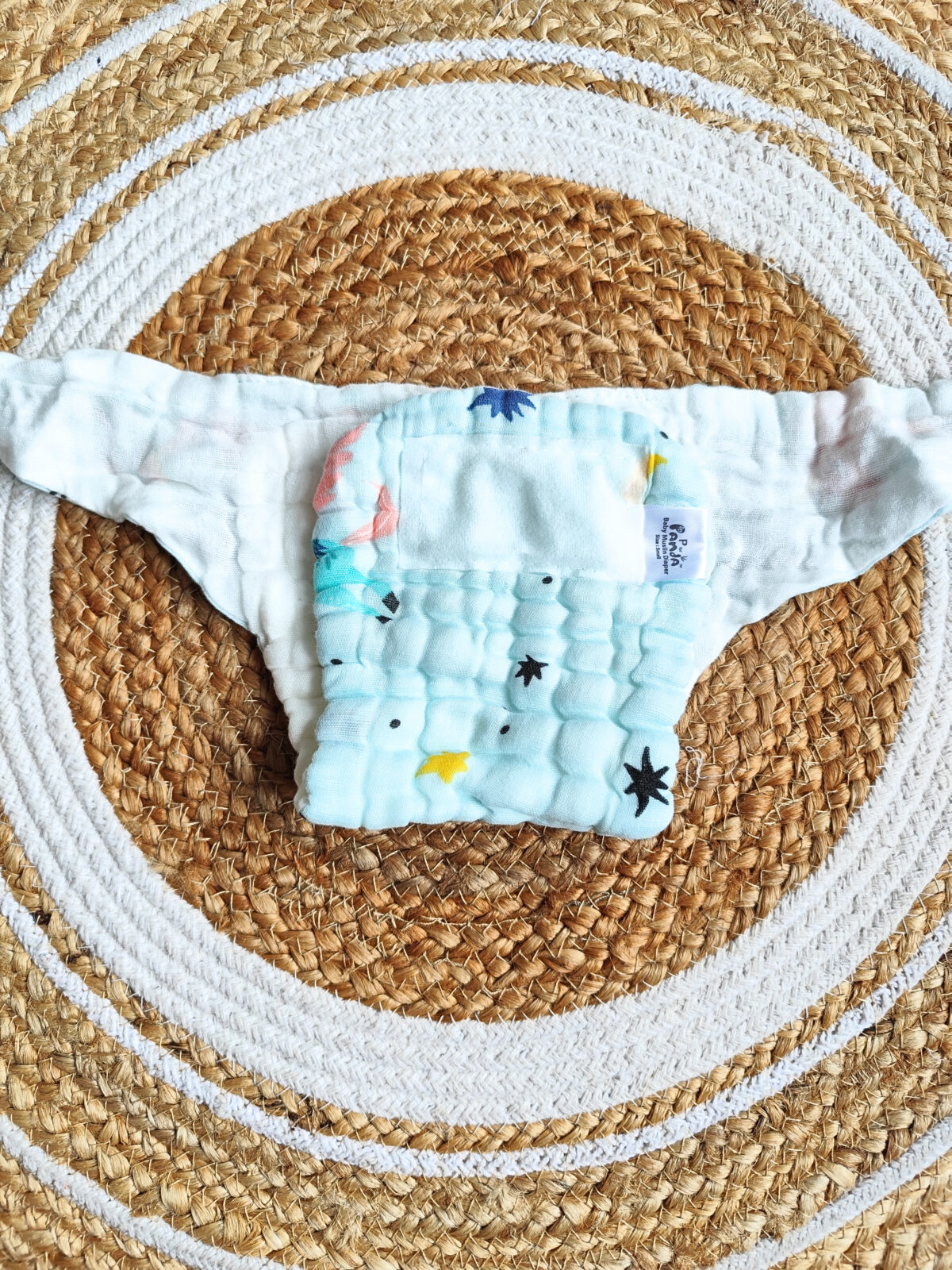 Colored Muslin Crinkled Nappies - Blue Shade (0 - 3 Months) - 6 Layered - Image 3