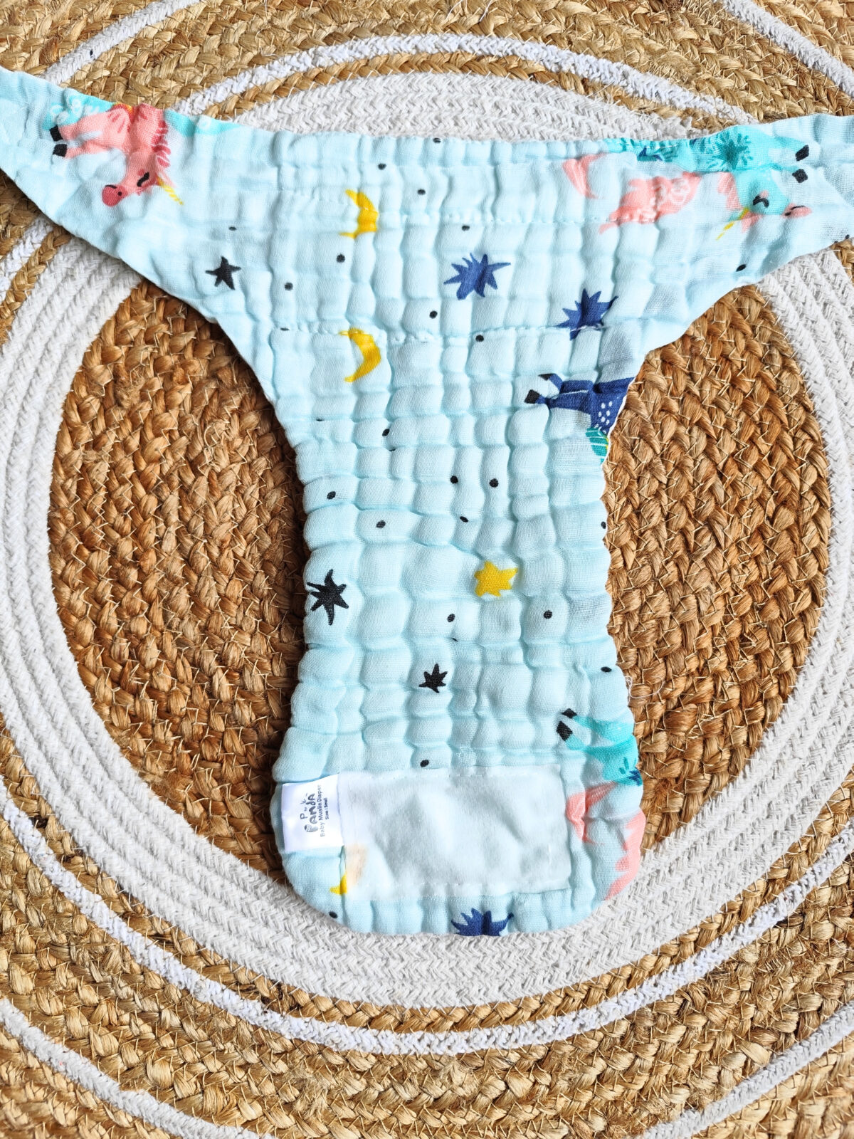 Colored Muslin Crinkled Nappies - Blue Shade (0 - 3 Months) - 6 Layered - Image 2