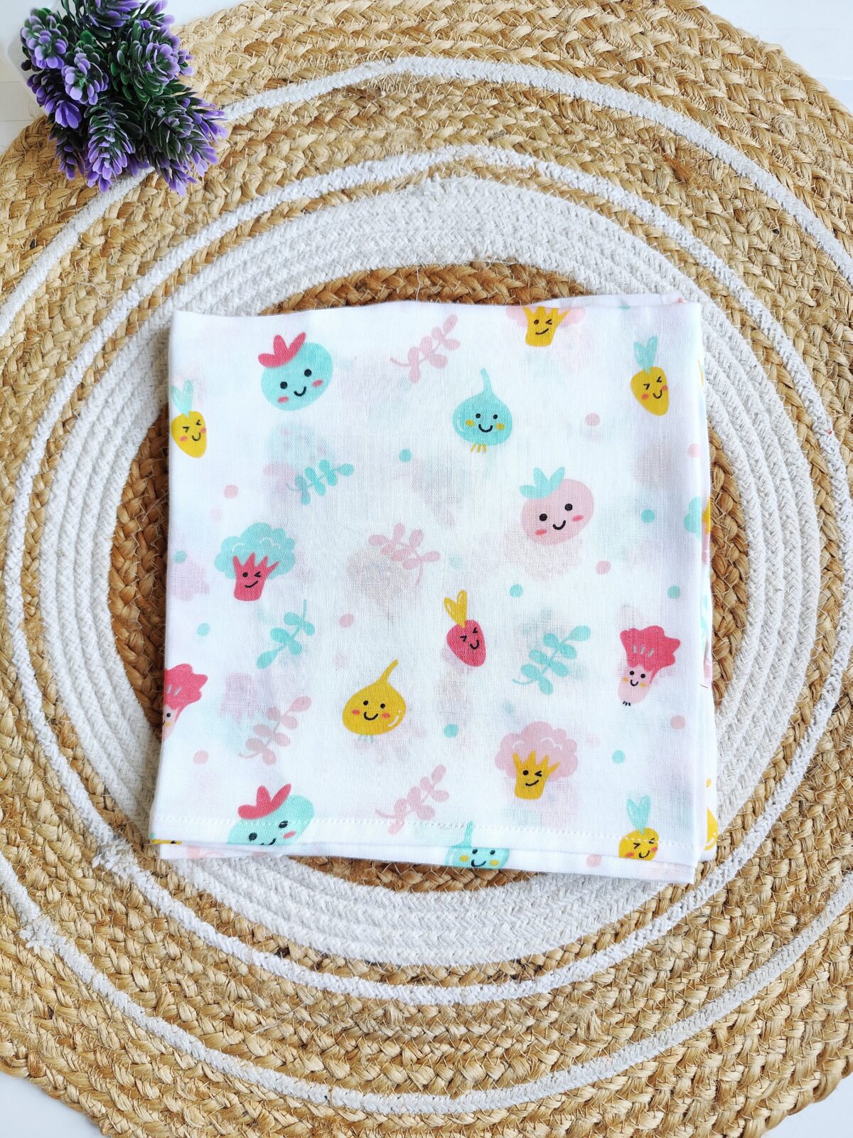 Muslin Swaddle - Vegetable Print - Image 2
