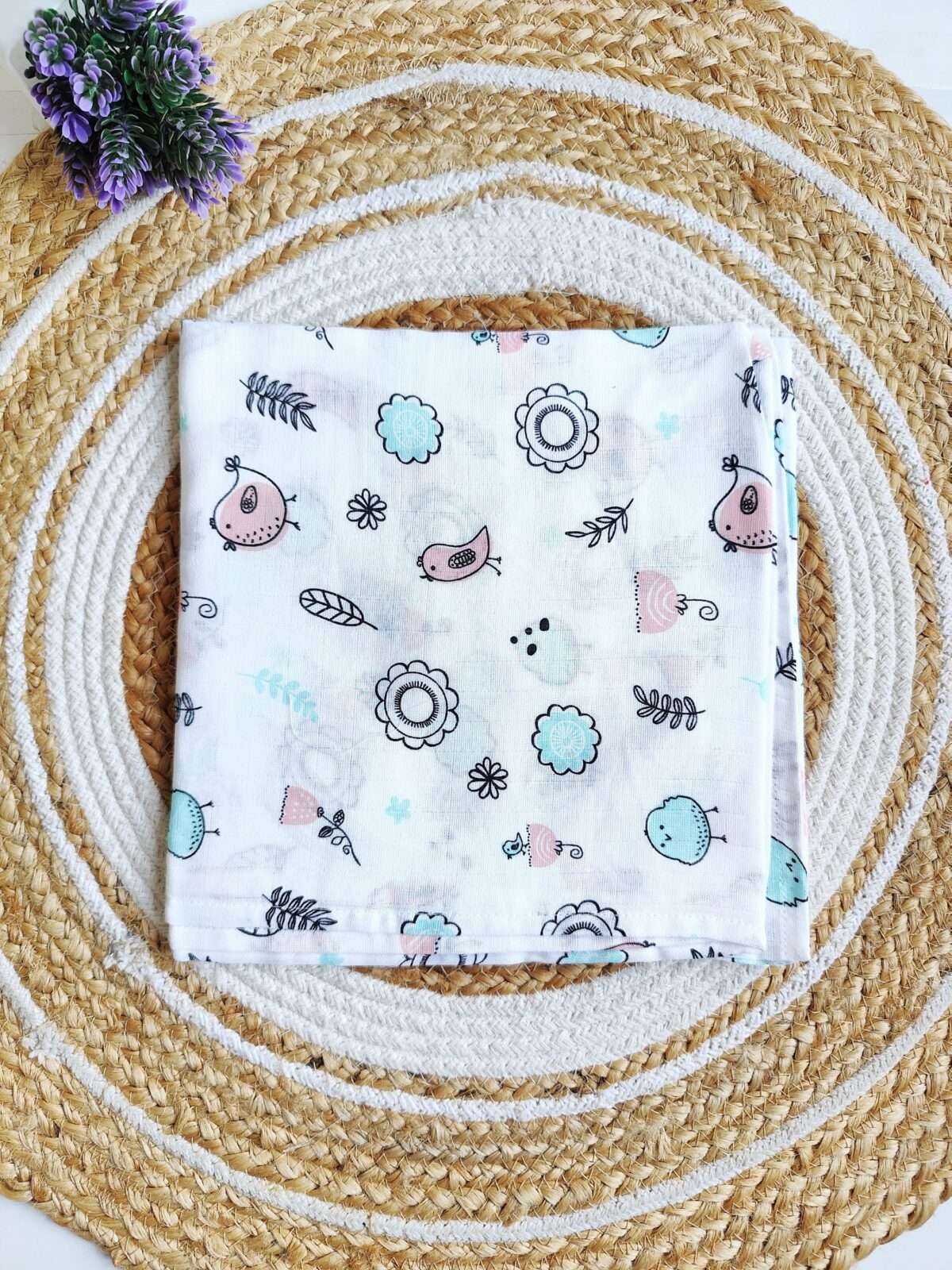 Muslin Swaddle - Bird Print - Image 2