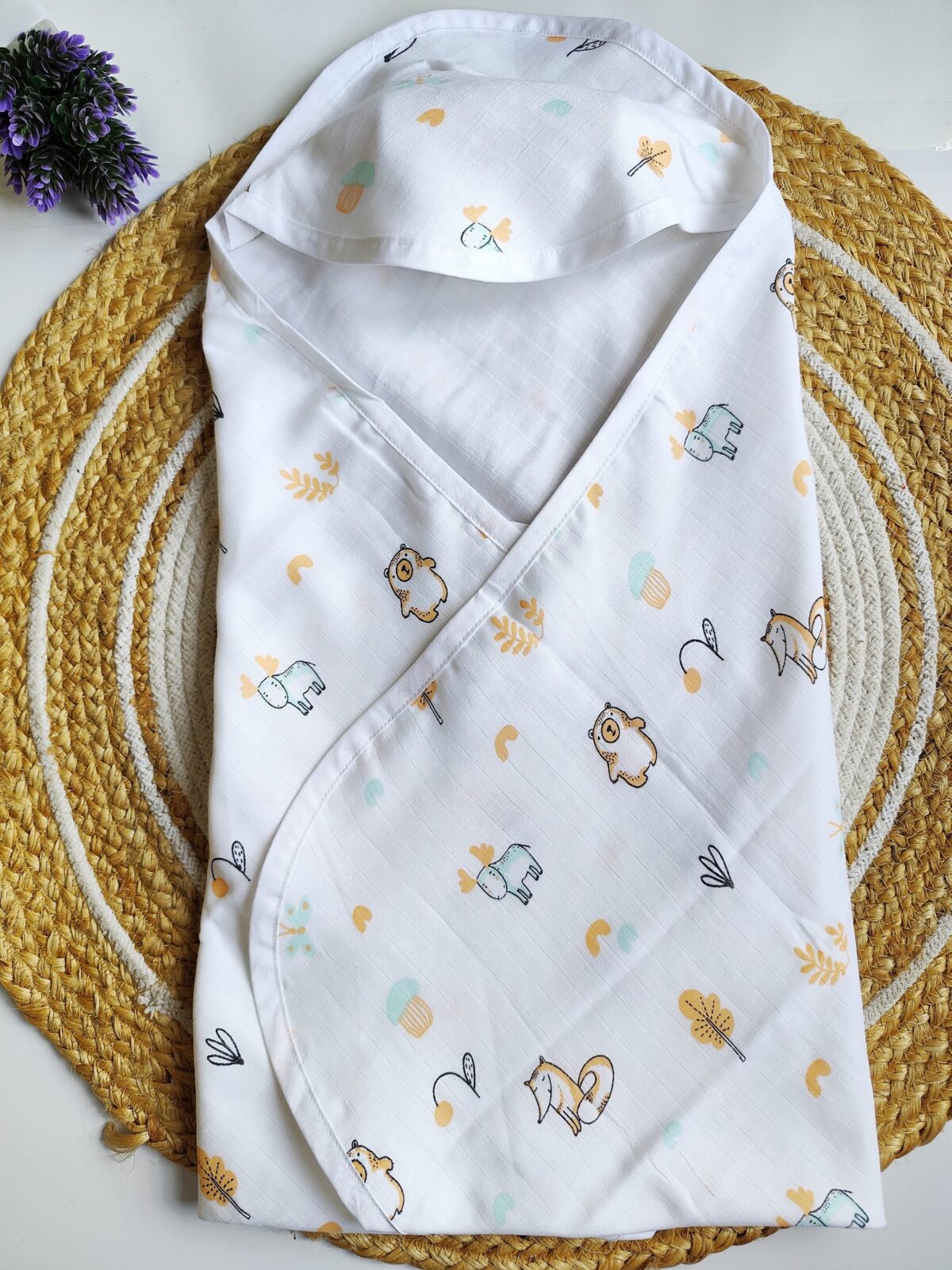 Muslin Hooded Towel - Moose Print