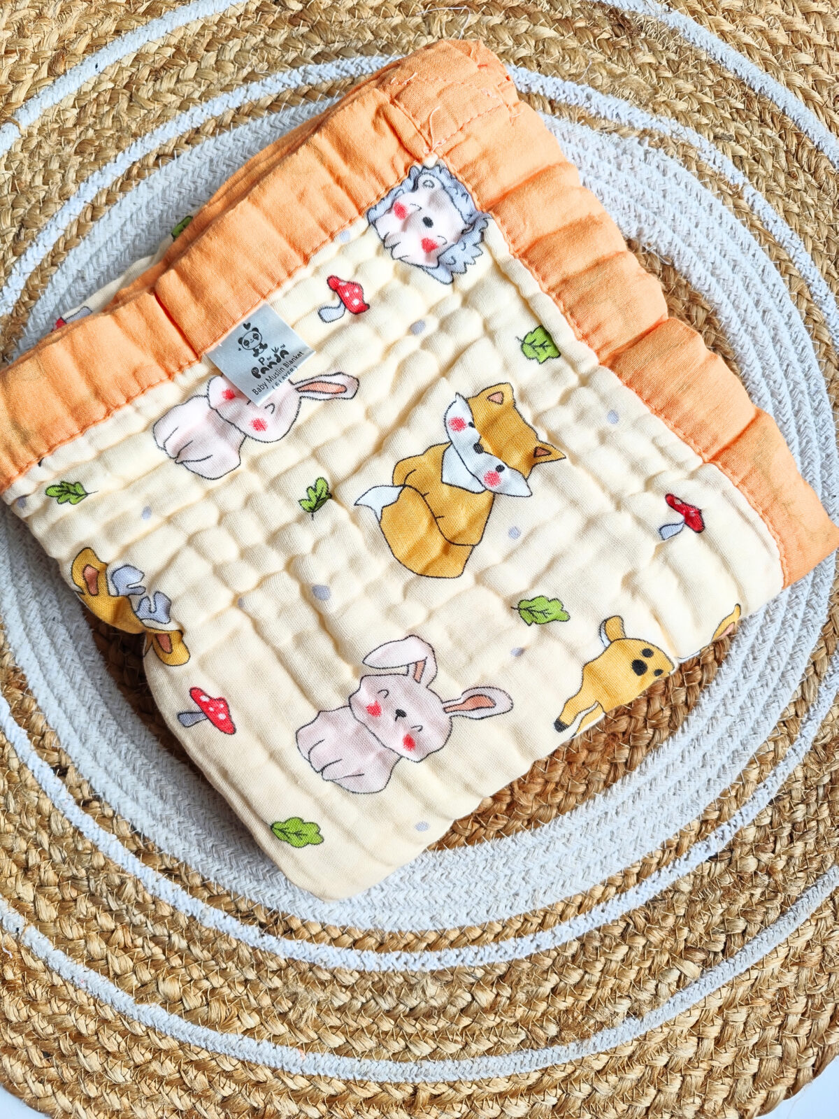 Colored Muslin Crinkled Blanket - Orange Shade
