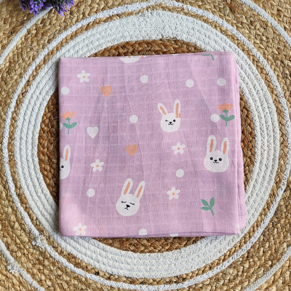 Muslin Colored Swaddle – Pink Bunny