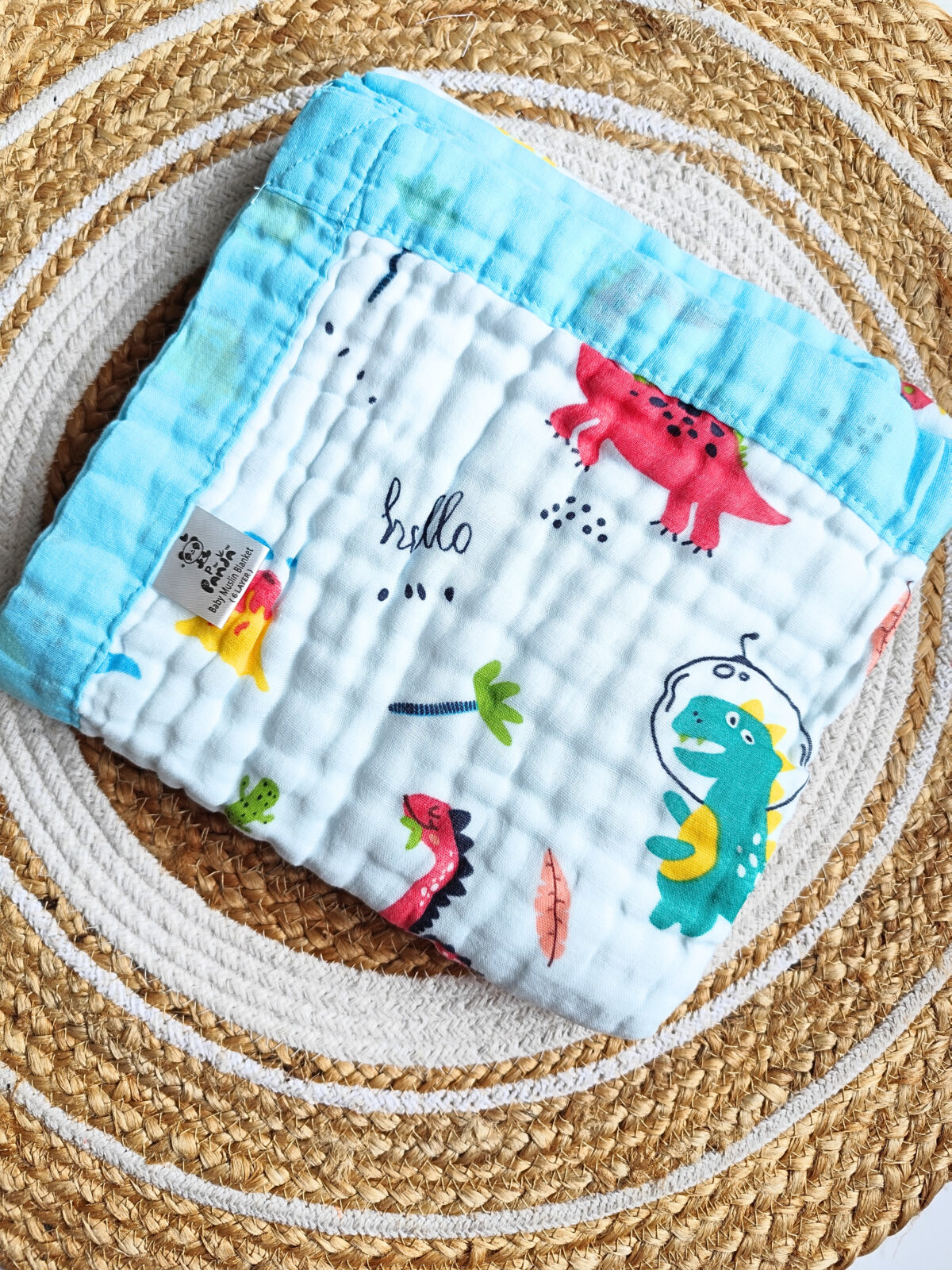 Colored Muslin Crinkled Blanket - Blue Shade (2)