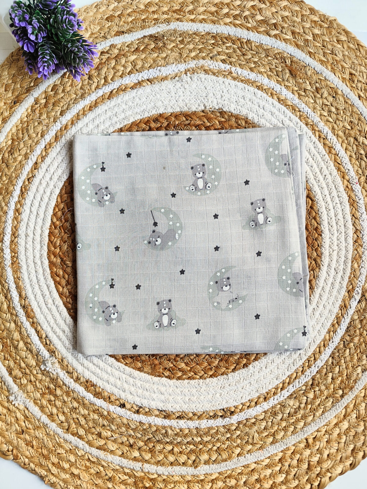 Muslin Colored Swaddle - Grey - Image 2