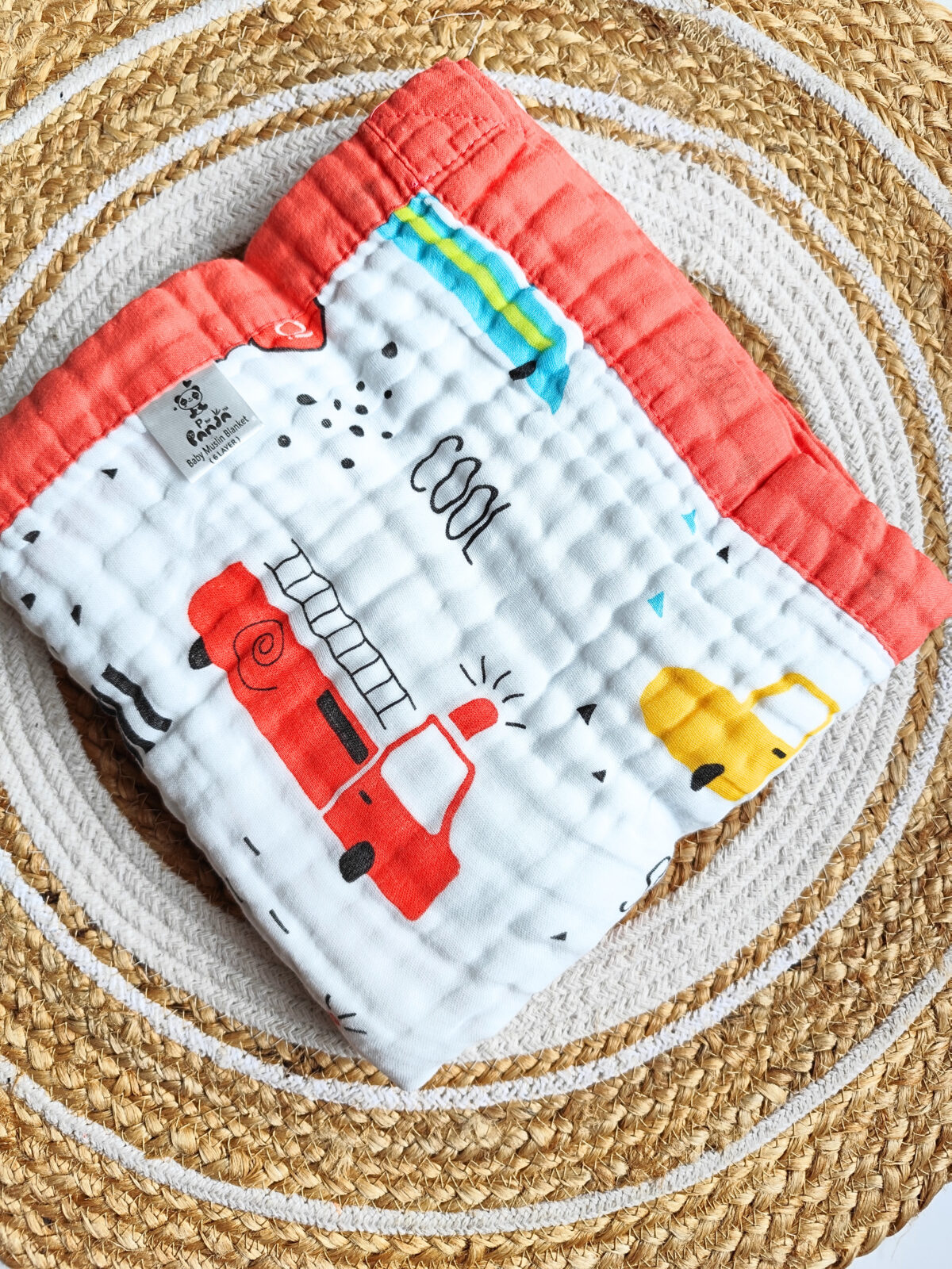 Colored Muslin Crinkled Blanket - Rust Orange Shade
