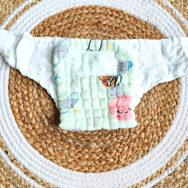 Colored Muslin Crinkled Nappies – Green Shade (0 – 3 Months) – 6 Layered