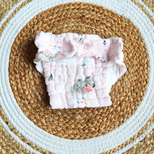 Colored Muslin Crinkled Nappies – Baby Pink Shade (0 – 3 Months) – 6 Layered