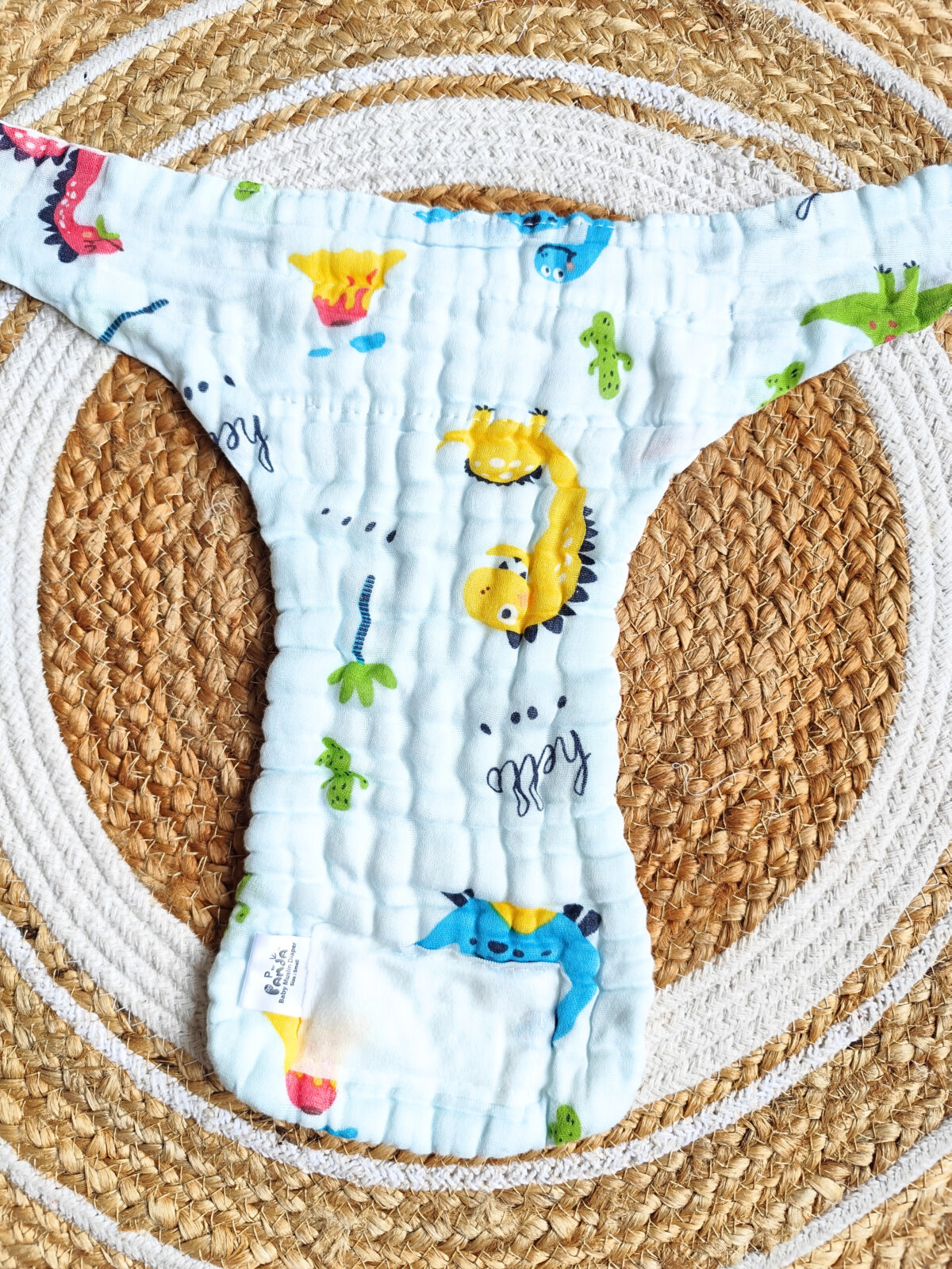 Colored Muslin Crinkled Nappies - Sky Blue Shade (0 - 3 Months) - 6 Layered - Image 3