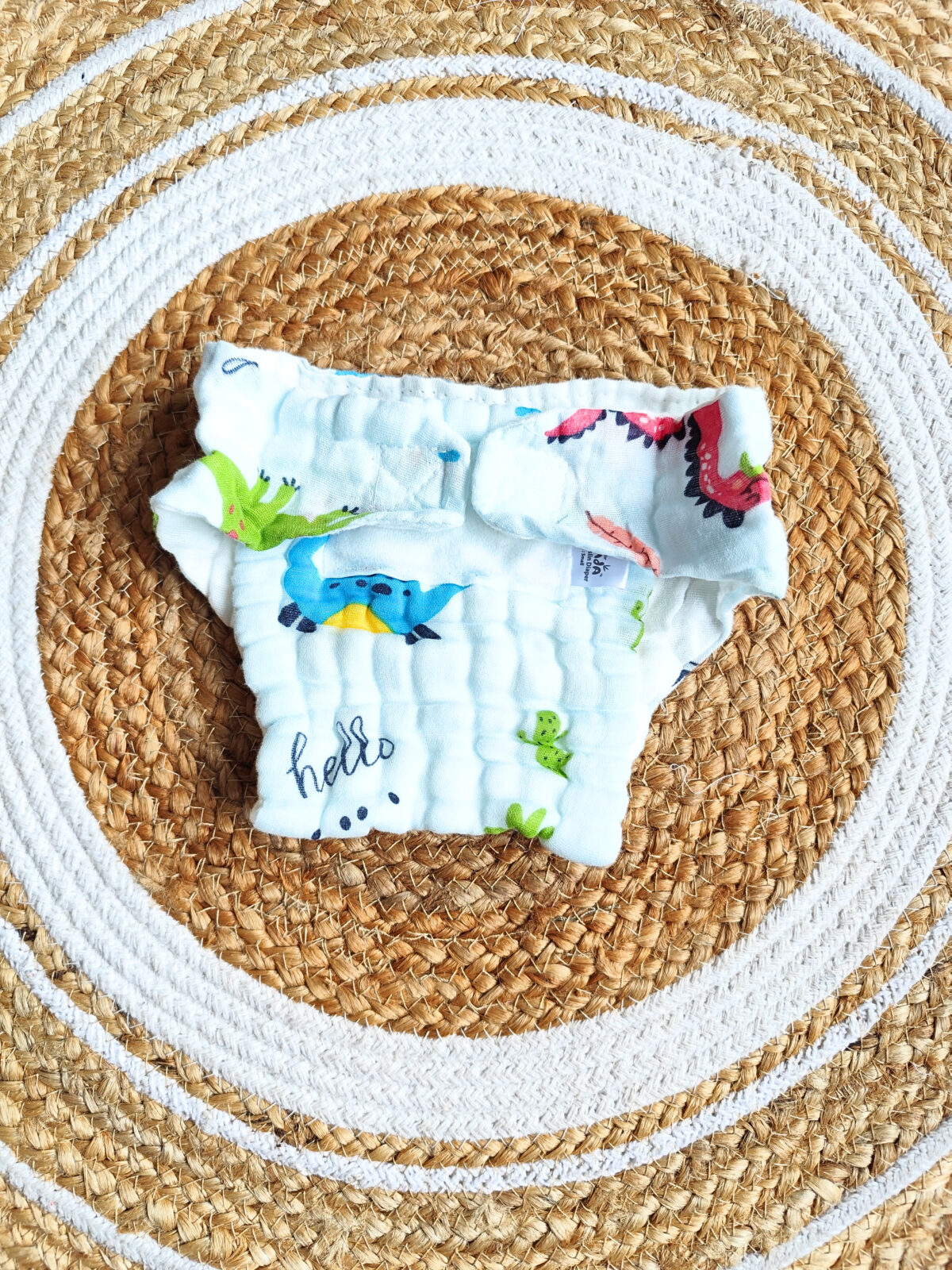 Colored Muslin Crinkled Nappies - Sky Blue Shade (0 - 3 Months) - 6 Layered