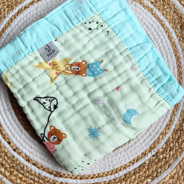 Colored Muslin Crinkled Blanket – Green Shade