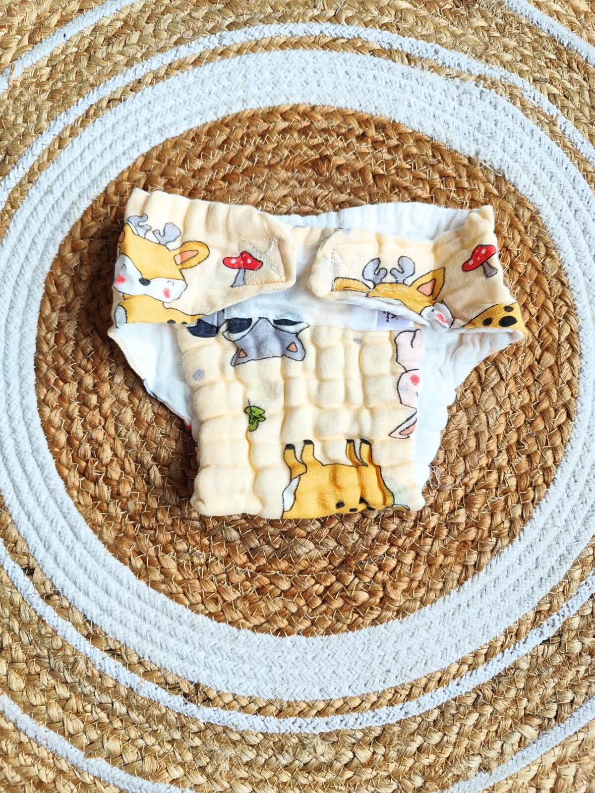 Colored Muslin Crinkled Nappies - Light Orange Shade (0 - 3 Months) - 6 Layered