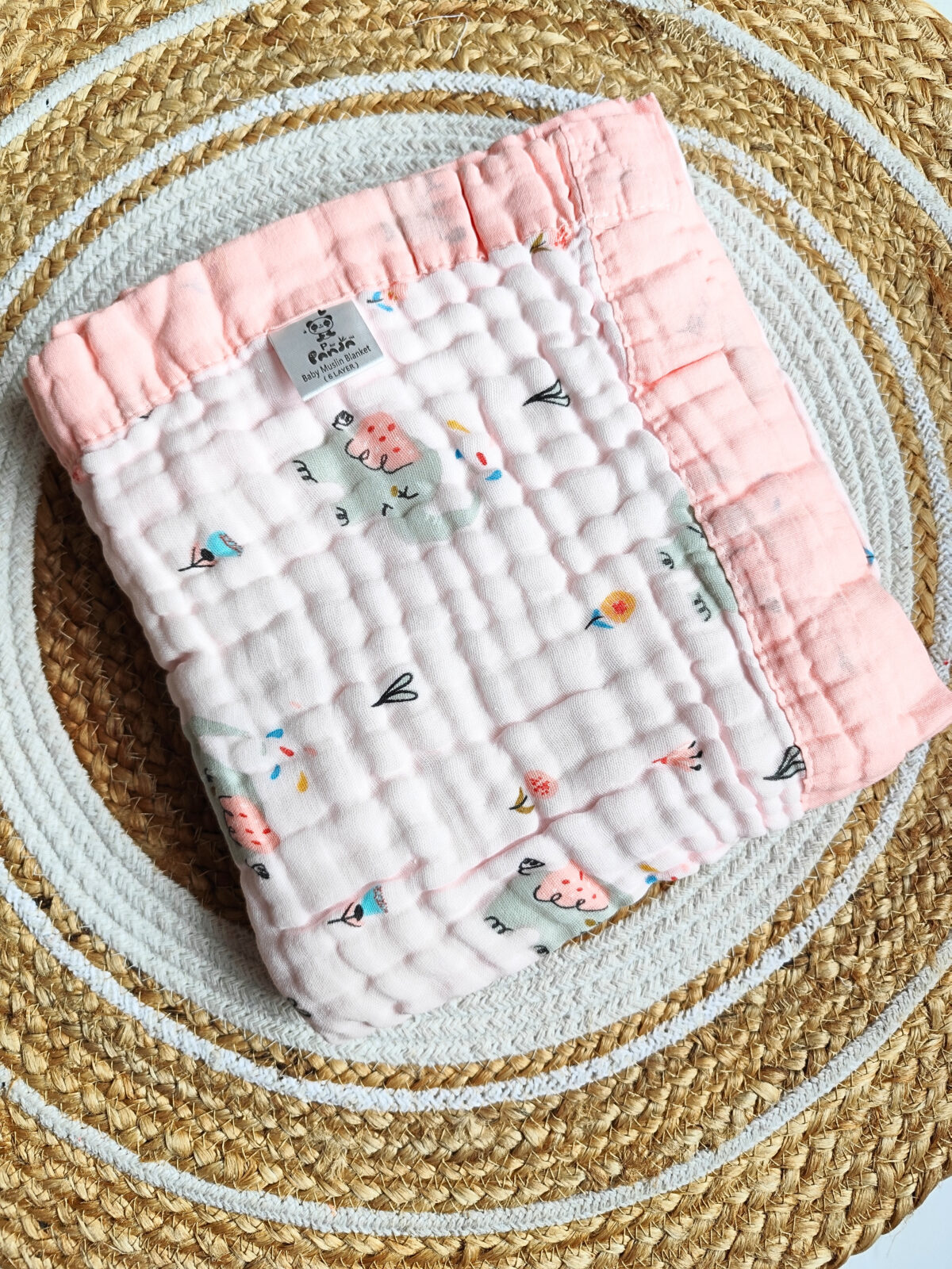 Colored Muslin Crinkled Blanket - Peach Shade