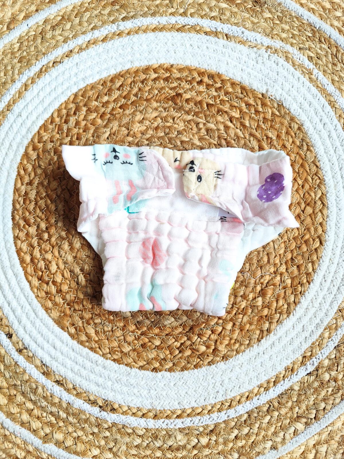 Colored Muslin Crinkled Nappies - Pink Shade (0 - 3 Months) - 6 Layered