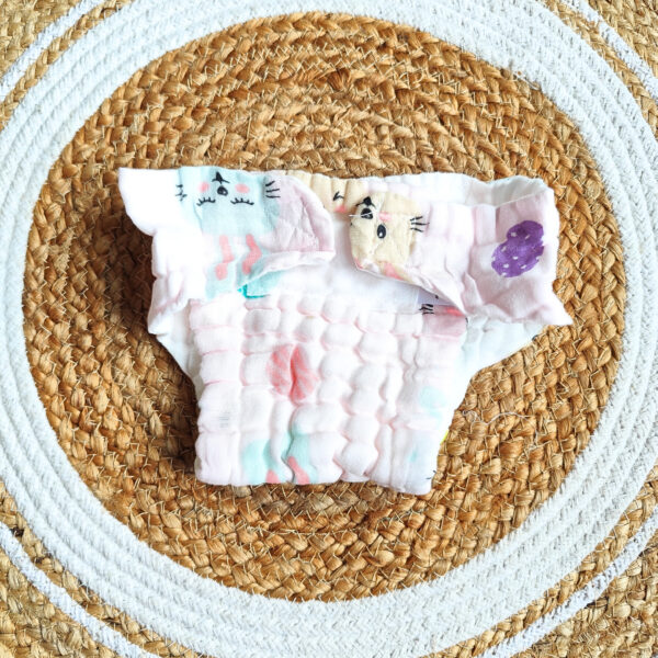 Colored Muslin Crinkled Nappies – Pink Shade (0 – 3 Months) – 6 Layered