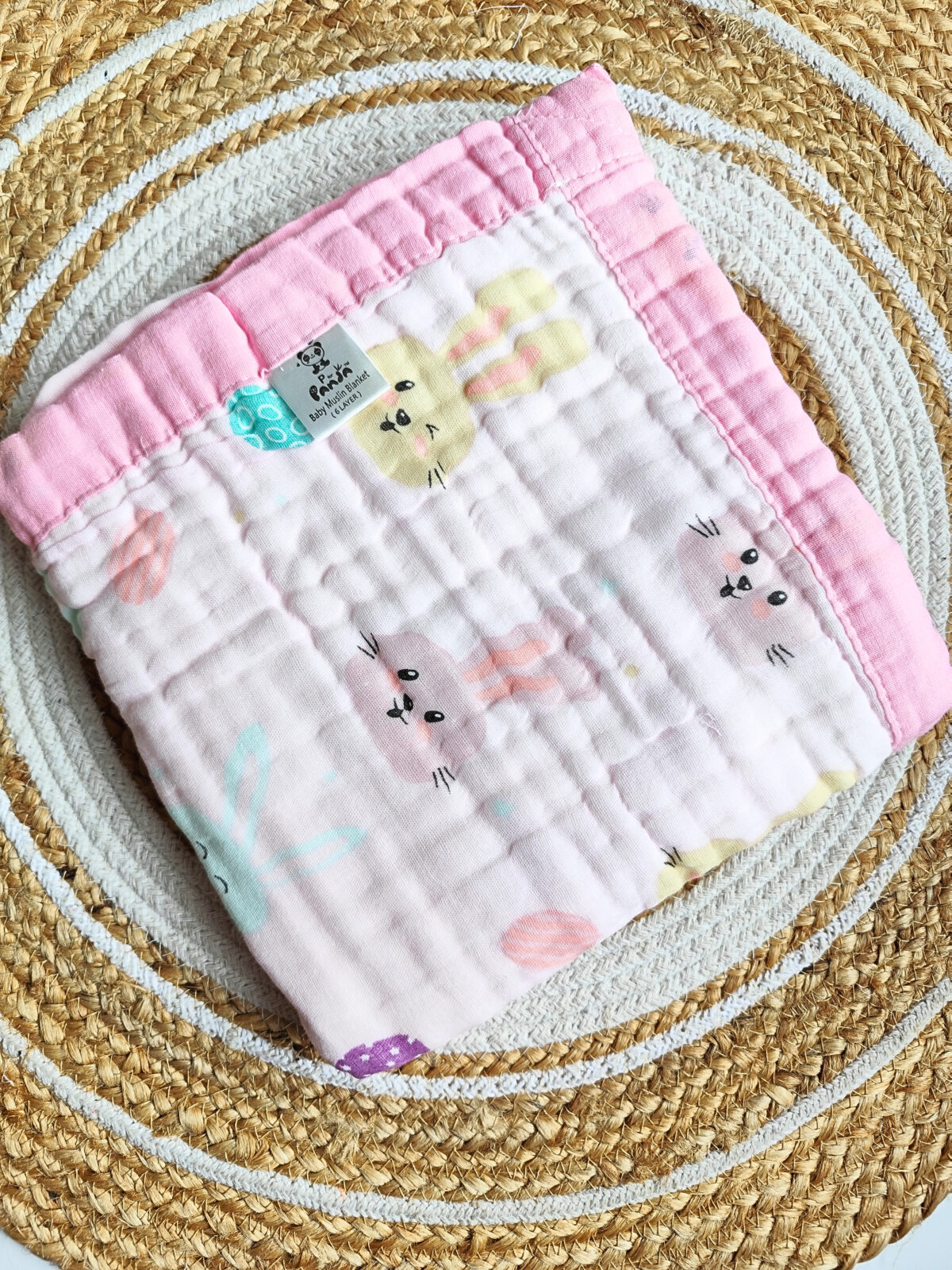 Colored Muslin Crinkled Blanket - Pink Shade
